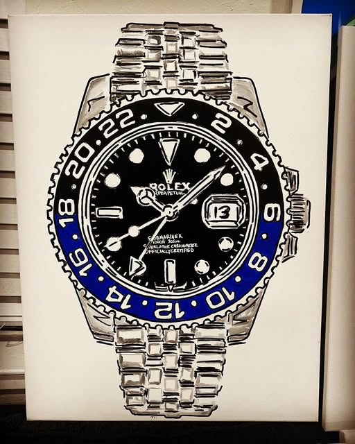 Watch-inspired canvas painting